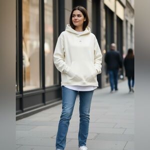 Adidas White   Elegant Unisex Hoodie - Size M